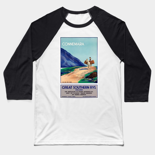 Vintage Travel Poster Ireland Connemara Baseball T-Shirt by vintagetreasure